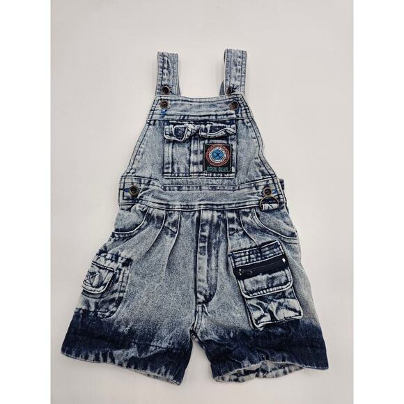 Vintage Body Gear Acid Wash Kids Size 2T Denim Overalls - Picture 1 of 8